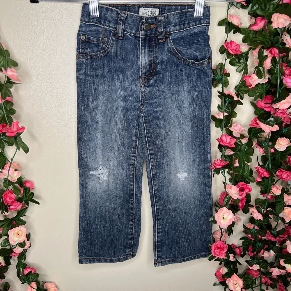 The Children’s Place Blue Distressed Straight Leg Jeans Girls 3T Casual Comfort